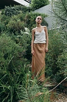 ZW COLLECTION 100% LINEN MIDI SKIRT