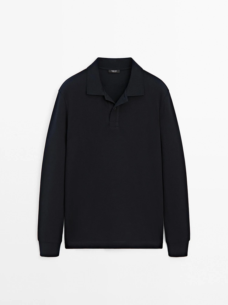 Cotton blend polo sweater
