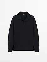 Cotton blend polo sweater