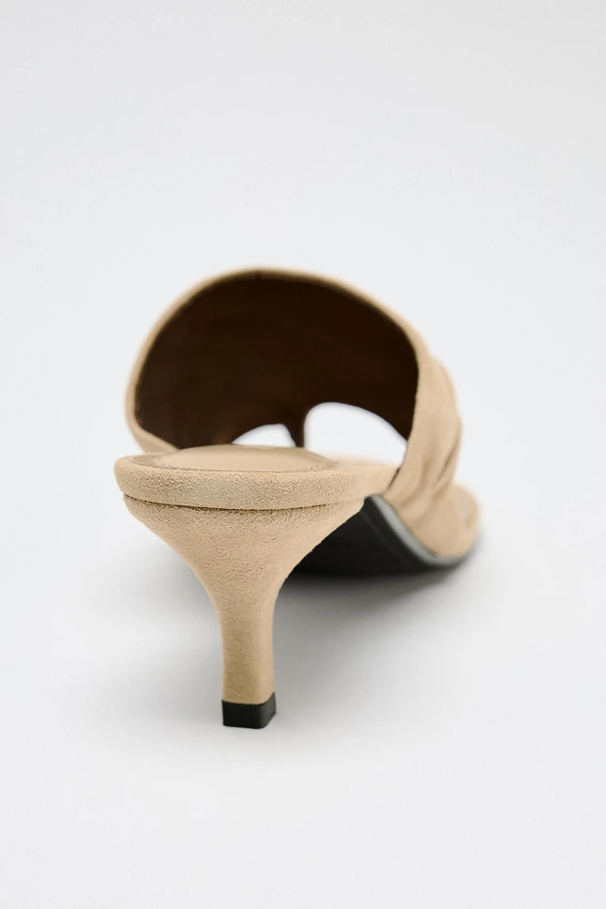 SUEDE HIGH HEELED SANDALS
