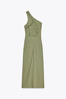 ASYMMETRIC MIDI DRESS WITH LINEN