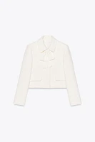 BOW TRIM TEXTURED BLAZER