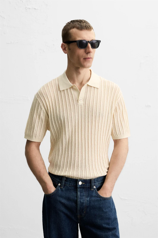 COTTON - LINEN BLEND KNIT POLO