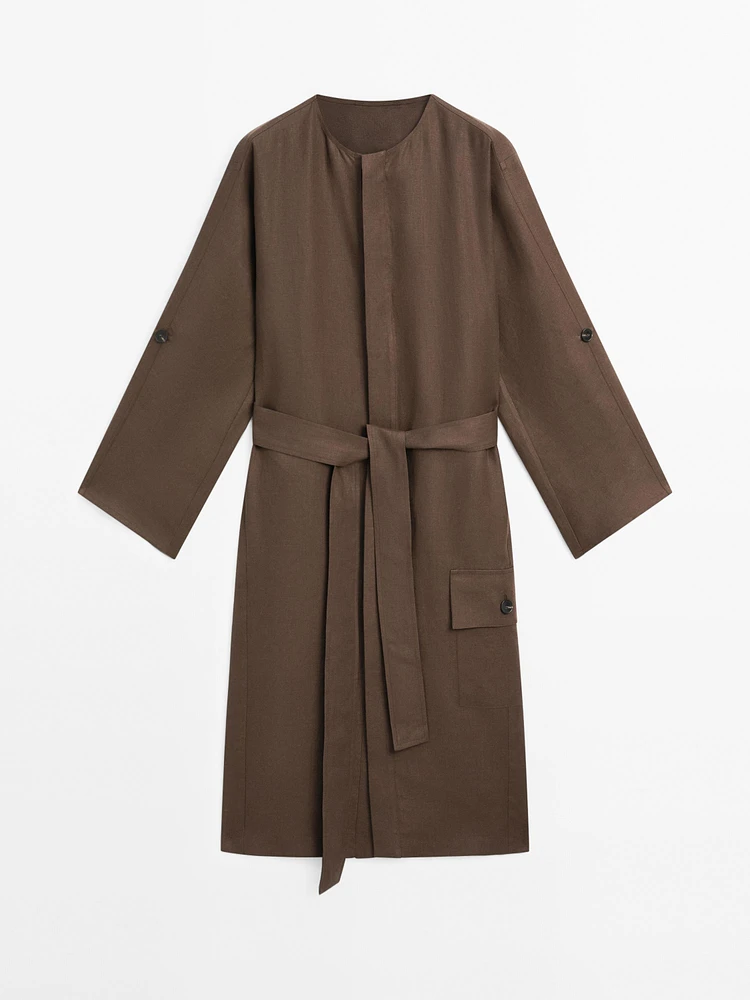 100% linen shirt dress