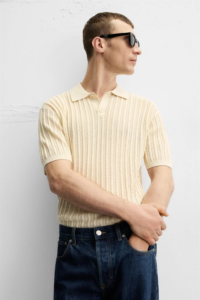 COTTON - LINEN BLEND KNIT POLO