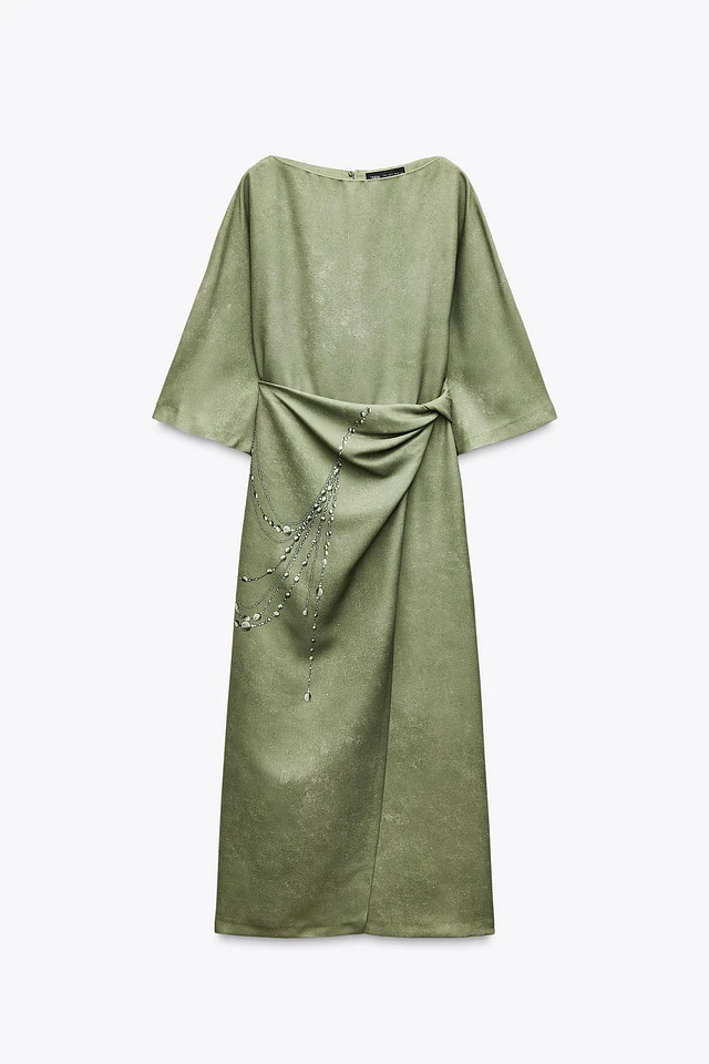 zara green chain dress PRINT MIDI at Mall of America® in Bloomington, MN Green satin dress