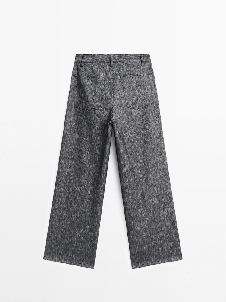 Mid-rise wide-leg trousers