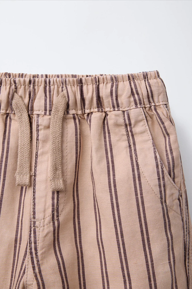 STRIPED TWILL FLOWY PANTS