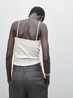 Strappy knit top with lace trim