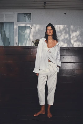 PANTALON EN COTON À TAILLE ÉLASTIQUE
