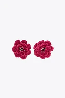 RAFFIA FLOWER SPARKLE EARRINGS