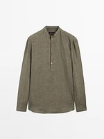 Chemise col mao lin délavé