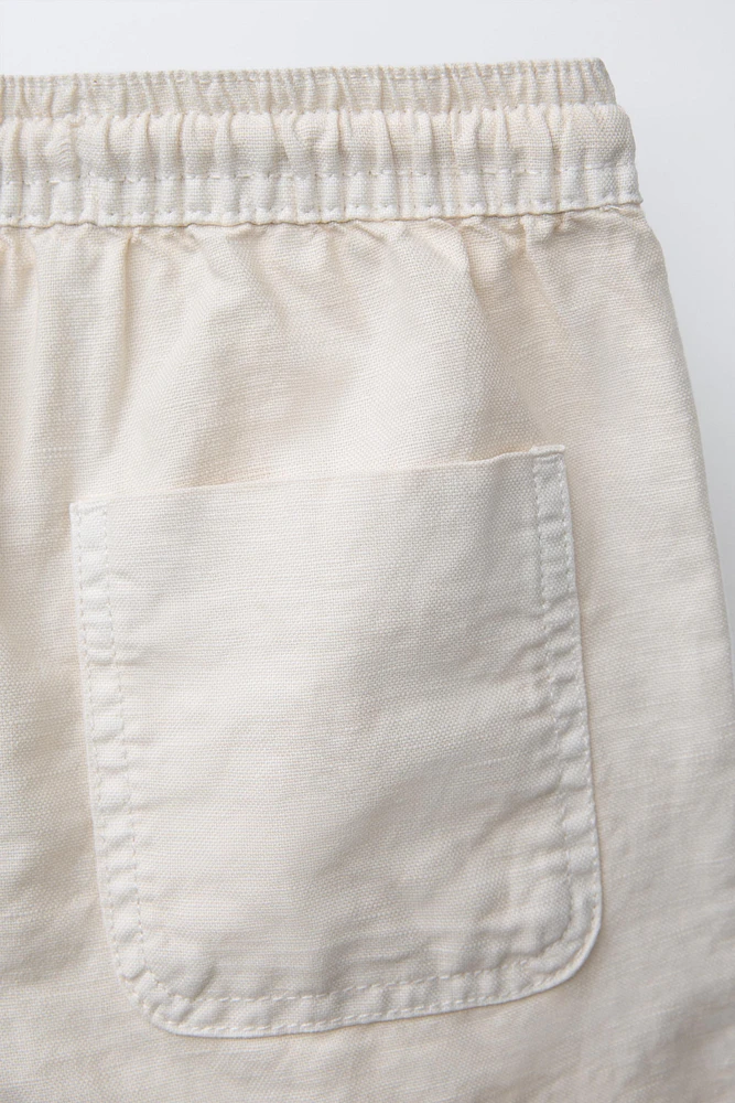 LINEN AND COTTON BERMUDA SHORTS