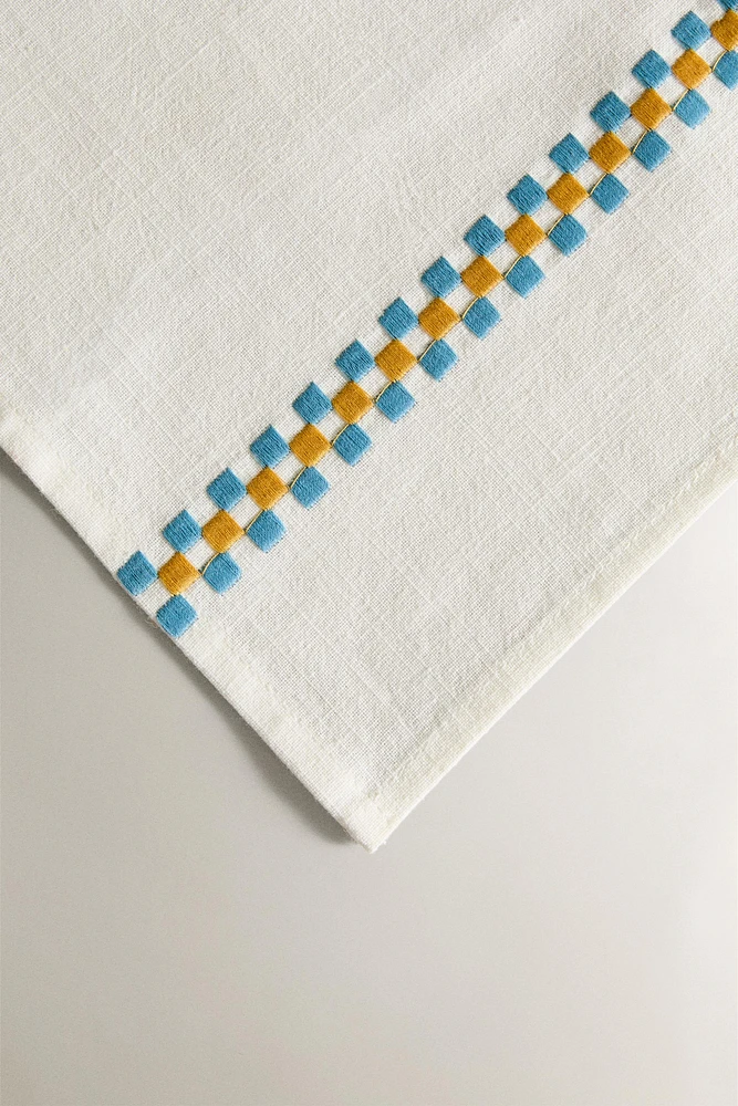 LOT SERVIETTES DE TABLE COTON FRISES MULTICOLORES