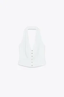 LINEN HALTER VEST TOP