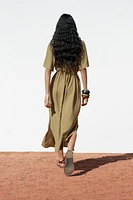 BEADED BELT MIDI DRESS