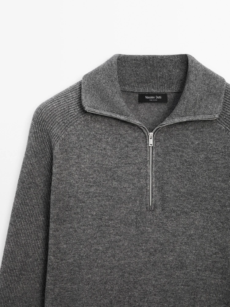 Mock neck knit sweater