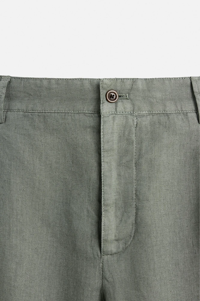 100% LINEN PLEATED SHORTS