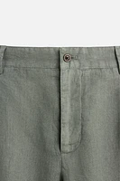 100% LINEN PLEATED SHORTS