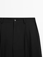 Relaxed fit cool wool blend trousers