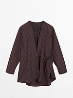Flowing pinstripe kimono