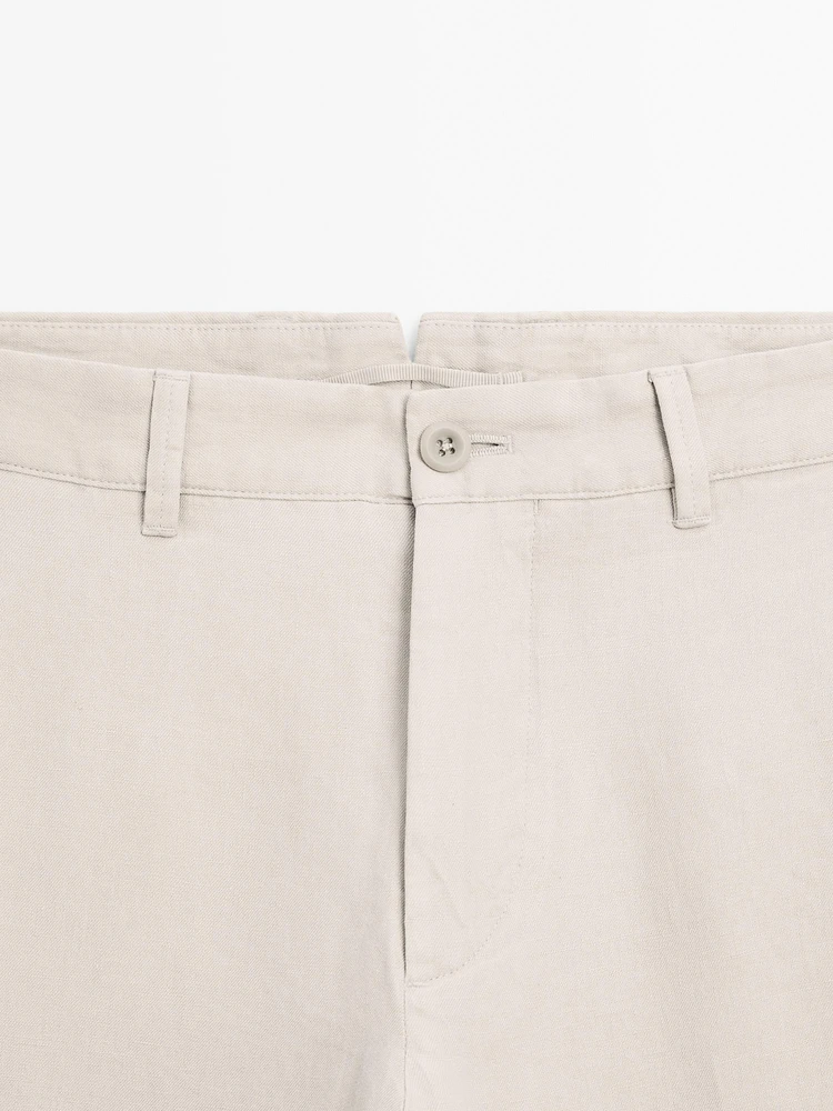 Pantalon tapered fit 100 % lin