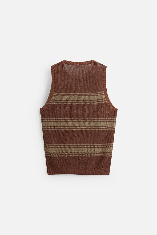 T-SHIRT EN MAILLE DÉBARDEUR LIN - VISCOSE
