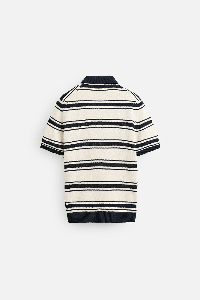 POLO EN MAILLE AVEC JACQUARD À RAYURES