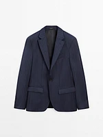 100% wool striped suit blazer