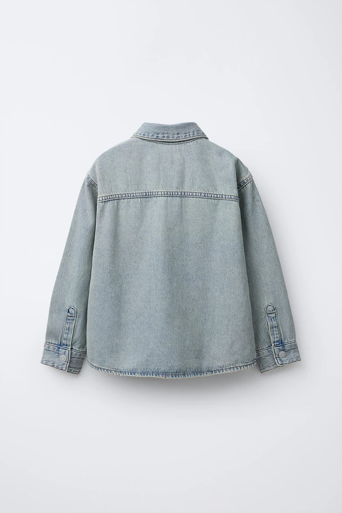 LABEL DENIM OVERSHIRT