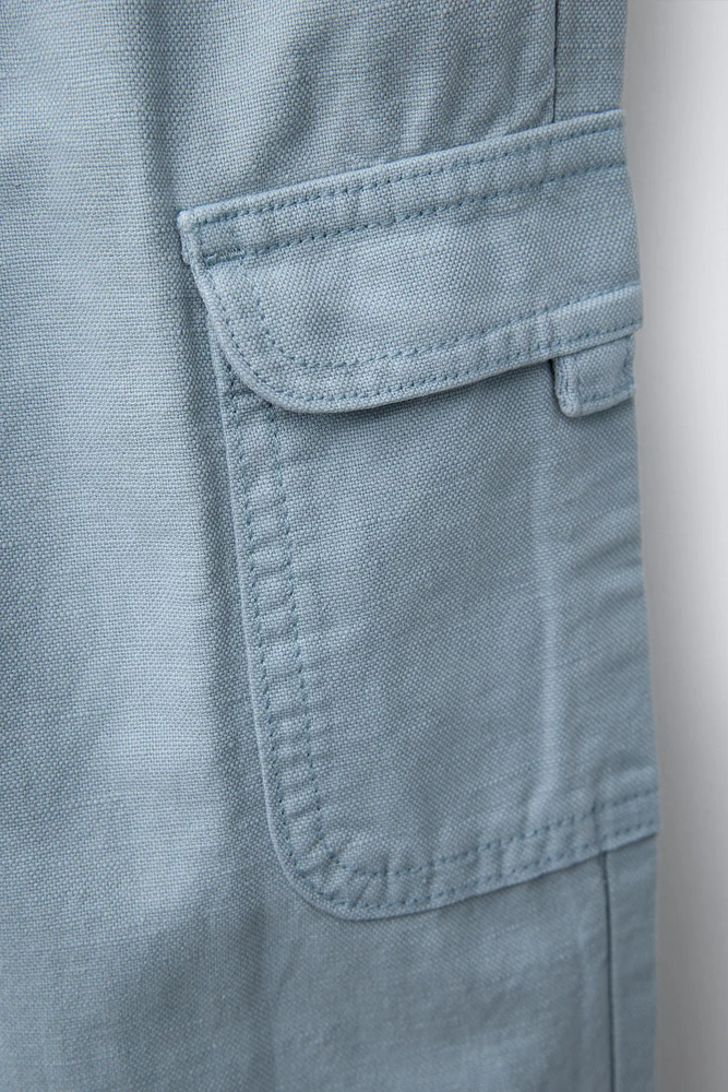 LINEN BLEND CARGO PANTS