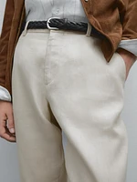 100% linen tapered fit trousers