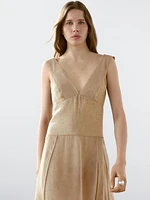 Flowing V-neck midi dress