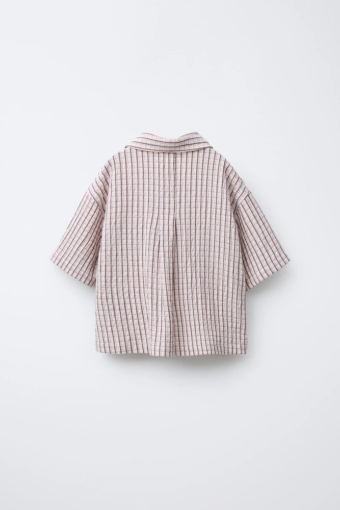 CHEMISE À TEXTURE ET IMPRIMÉ CARREAUX