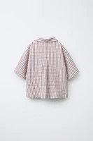 CHEMISE À TEXTURE ET IMPRIMÉ CARREAUX