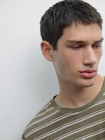 Striped cotton and linen t-shirt