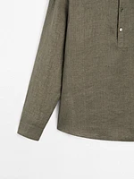 Chemise col mao lin délavé