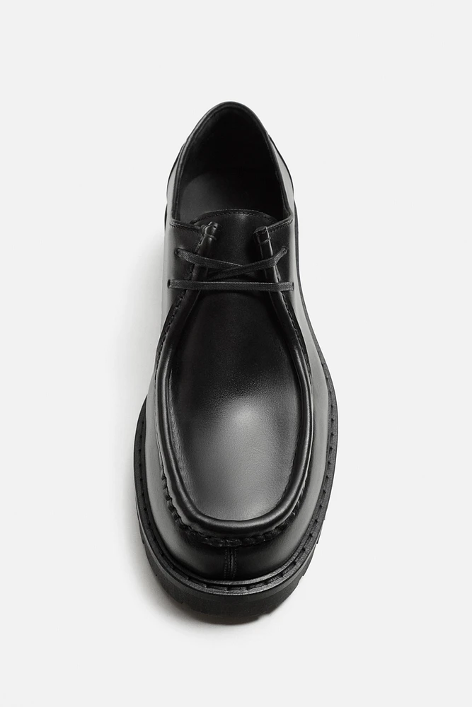 LEATHER SHOES WITH RAISED SEAM
