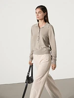 100% cashmere knit polo sweater