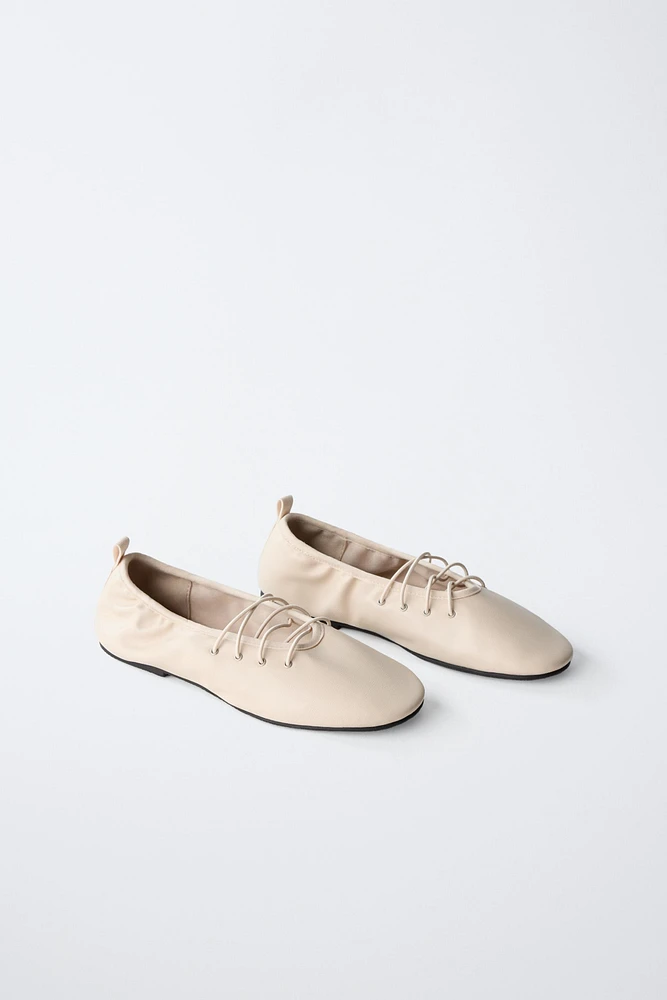 LACE-UP BALLET FLATS