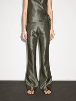 Mid-rise flared jacquard trousers
