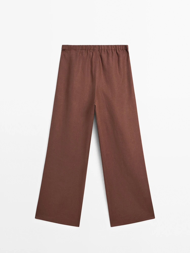 Pantalon large fluide 100 % lin