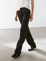 Straight fit linen blend trousers