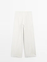 Cotton blend trousers with embroidered details