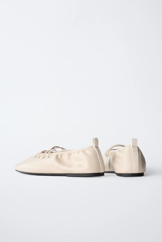LACE-UP BALLET FLATS