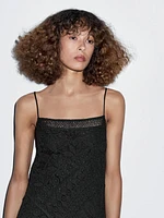 100% cotton crochet midi dress