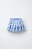 JUPE-SHORT EN LIN À VOLANTS