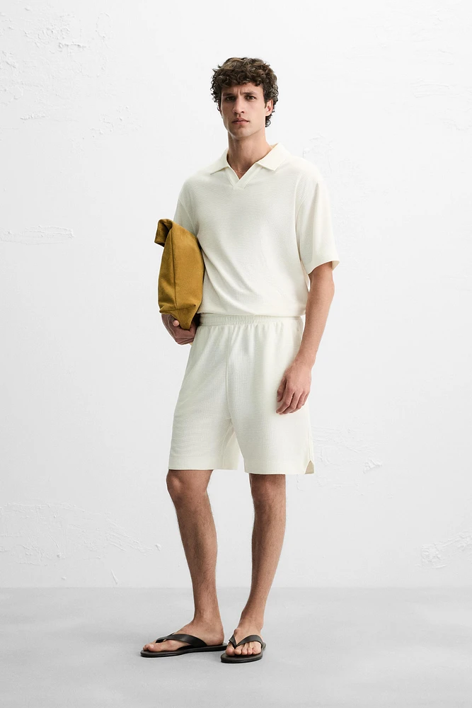 CHECKERED TEXTURED SHORTS