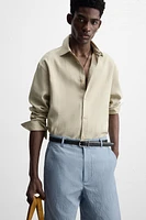 STRIPED CRINKLED EFFECT BERMUDA SHORTS