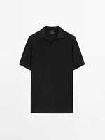 Short sleeve cotton knit polo shirt